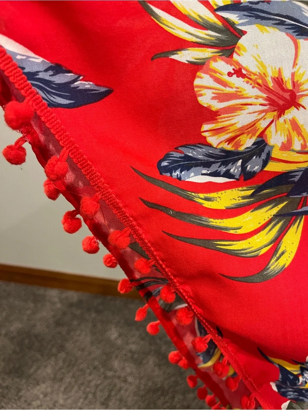 Red Tropical Floral Spaghetti-Strap Maxi Dress swim cover‎ up
